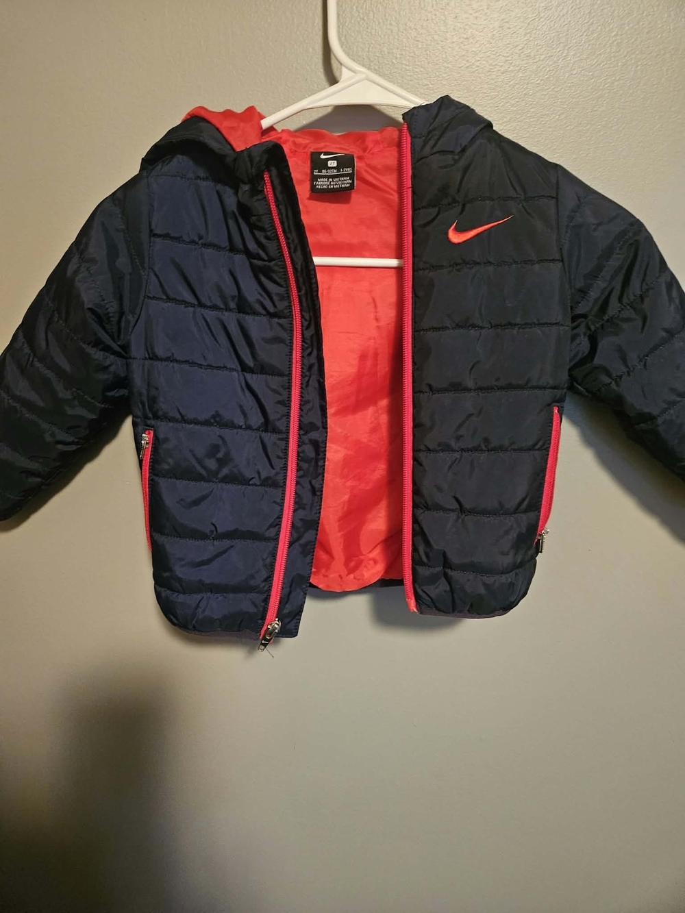 Nike Kids' Puffer Jacket - Navy with Red Trim